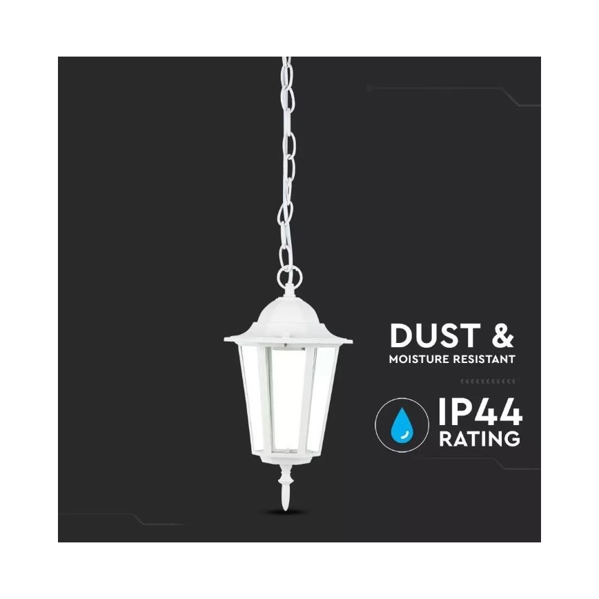 Lampadario su catena da esterno 1xE27/40W/230V IP44 bianco