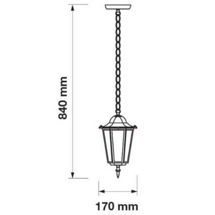 Lampadario su catena da esterno 1xE27/40W/230V IP44 bianco