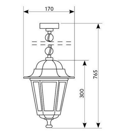 Lampadario su catena da esterno 1xE27/60W/230V dorato IP44