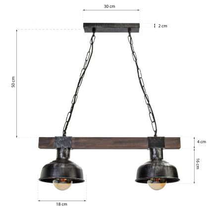 Lampadario su catena FARO 2xE27/60W/230V