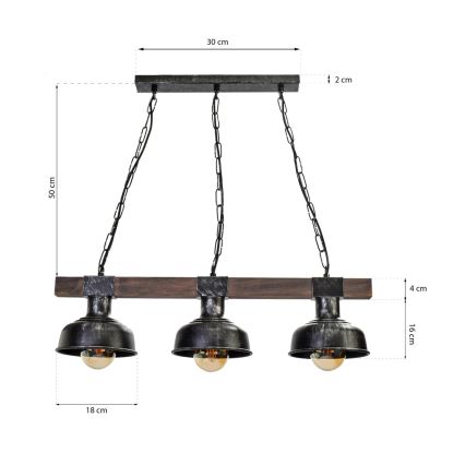 Lampadario su catena FARO 3xE27/60W/230V