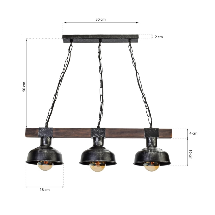 Lampadario su catena FARO 3xE27/60W/230V