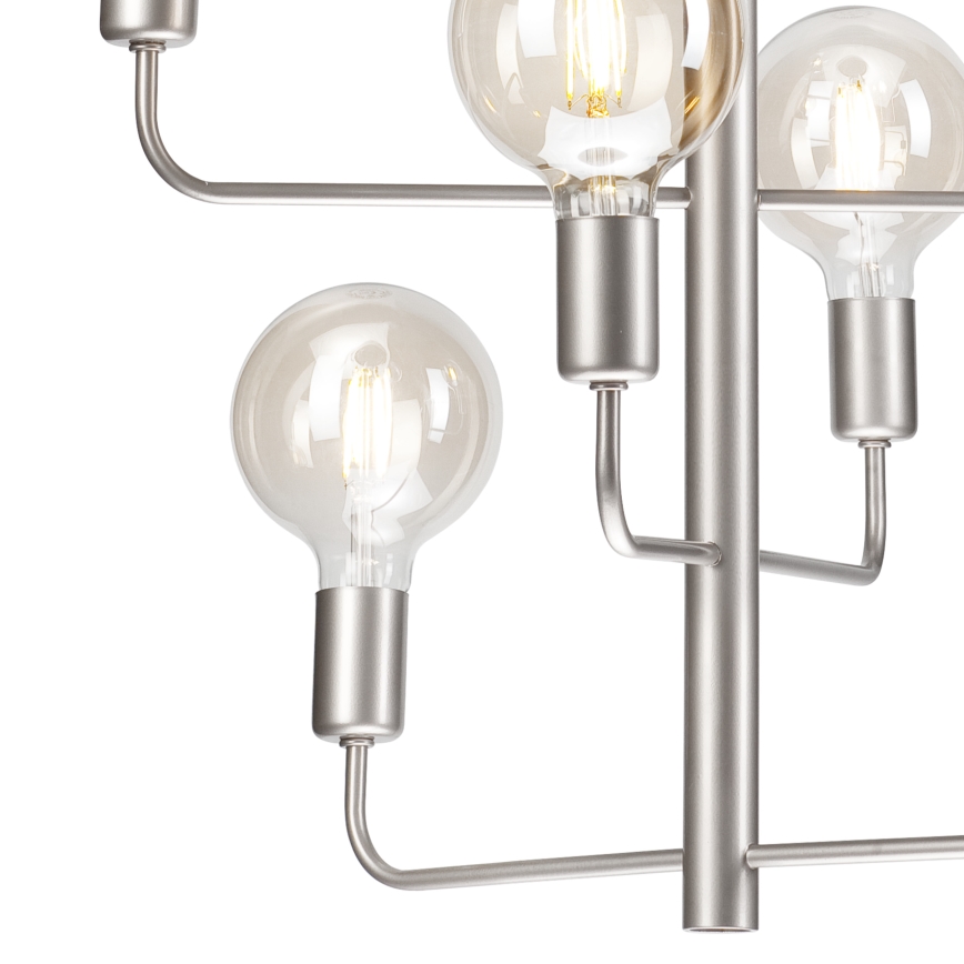 Lampadario su catena ORLANDO 8xE27/60W/230V argento