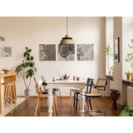 Lampadario su cavo 1xE27/60W/230V Ø 33 cm legno massiccio/rovere/noce/legno di caucciù