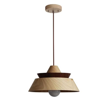 Lampadario su cavo 1xE27/60W/230V Ø 33 cm legno massiccio/rovere/noce/legno di caucciù