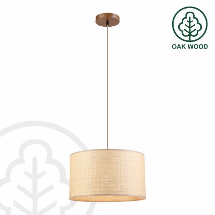 Lampadario su cavo AIDA 1xE27/15W/230V Ø 35 cm rovere/rafia