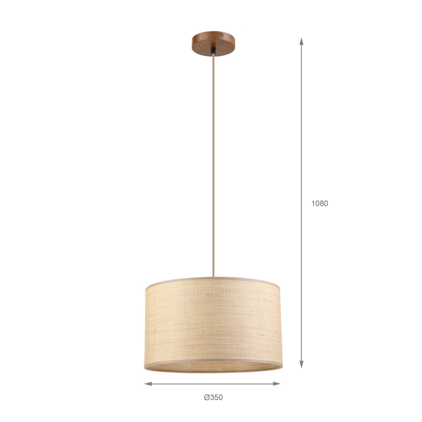 Lampadario su cavo AIDA 1xE27/15W/230V Ø 35 cm rovere/rafia