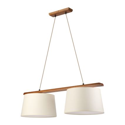 Lampadario su cavo AIDA, 2xE27/15W/230V, Ø 35 cm, rovere/crema