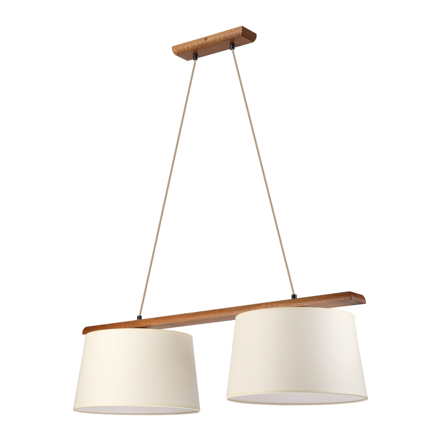 Lampadario su cavo AIDA, 2xE27/15W/230V, Ø 35 cm, rovere/crema
