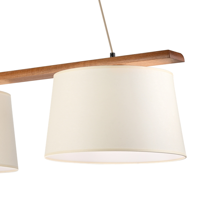 Lampadario su cavo AIDA, 2xE27/15W/230V, Ø 35 cm, rovere/crema