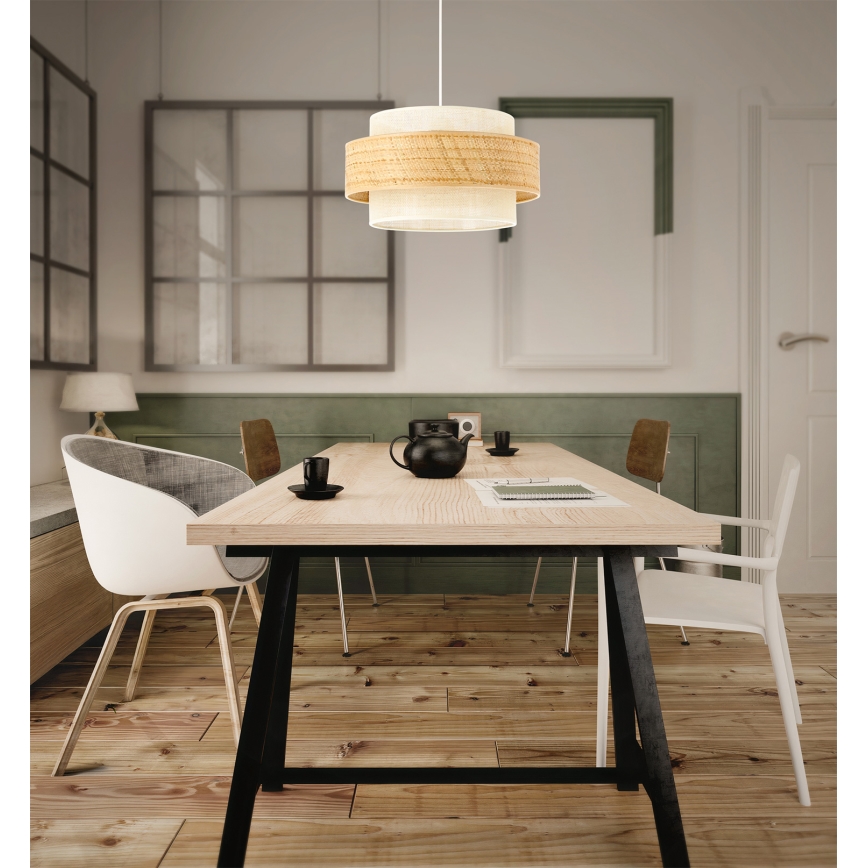 Lampadario su cavo BOHO 1xE27/60W/230V Ø 40 cm iuta/crema