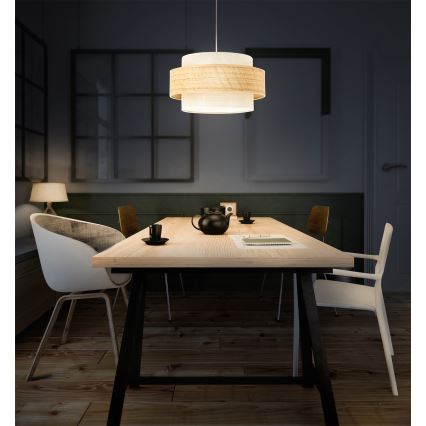 Lampadario su cavo BOHO 1xE27/60W/230V Ø 40 cm iuta/crema