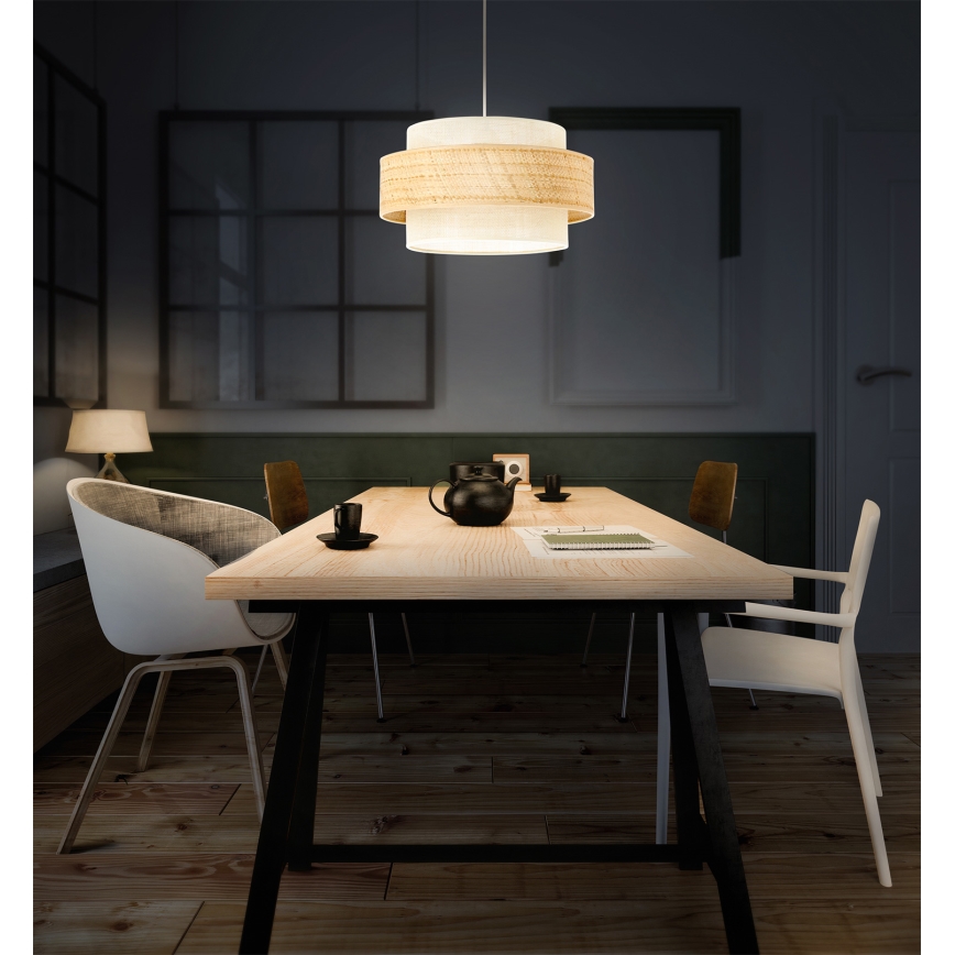Lampadario su cavo BOHO 1xE27/60W/230V Ø 40 cm iuta/crema