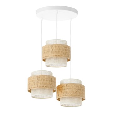 Lampadario su cavo BOHO 3xE27/60W/230V iuta/crema