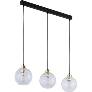 Lampadario su cavo DEVON 3xE27/15W/230V nero/trasparente