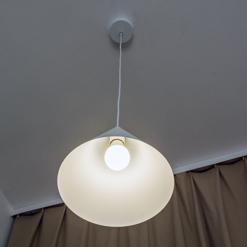 Lampadario su cavo ETNA 1xE27/15W/230V pr. 25 cm bianco