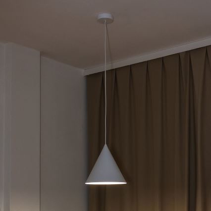 Lampadario su cavo ETNA 1xE27/15W/230V pr. 25 cm bianco