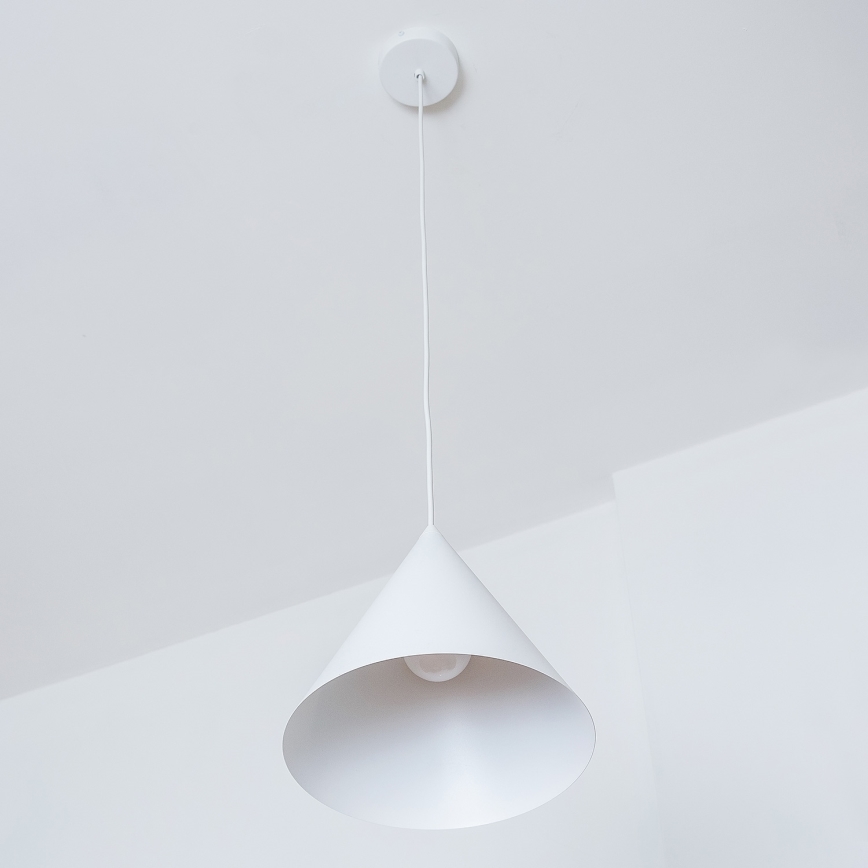 Lampadario su cavo ETNA 1xE27/15W/230V pr. 25 cm bianco