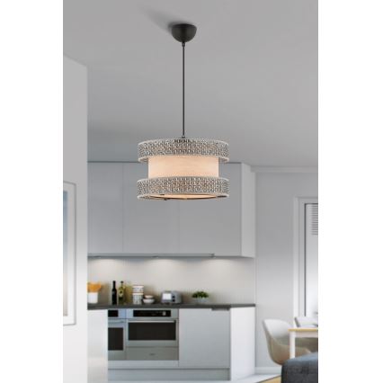 Lampadario su cavo HALO 1xE27/60W/230V beige/grigio