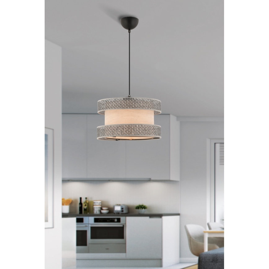 Lampadario su cavo HALO 1xE27/60W/230V beige/grigio
