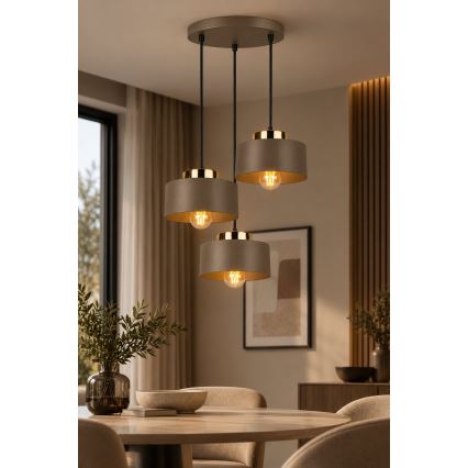 Lampadario su cavo IGNIA 3xE27/60W/230V marrone/oro