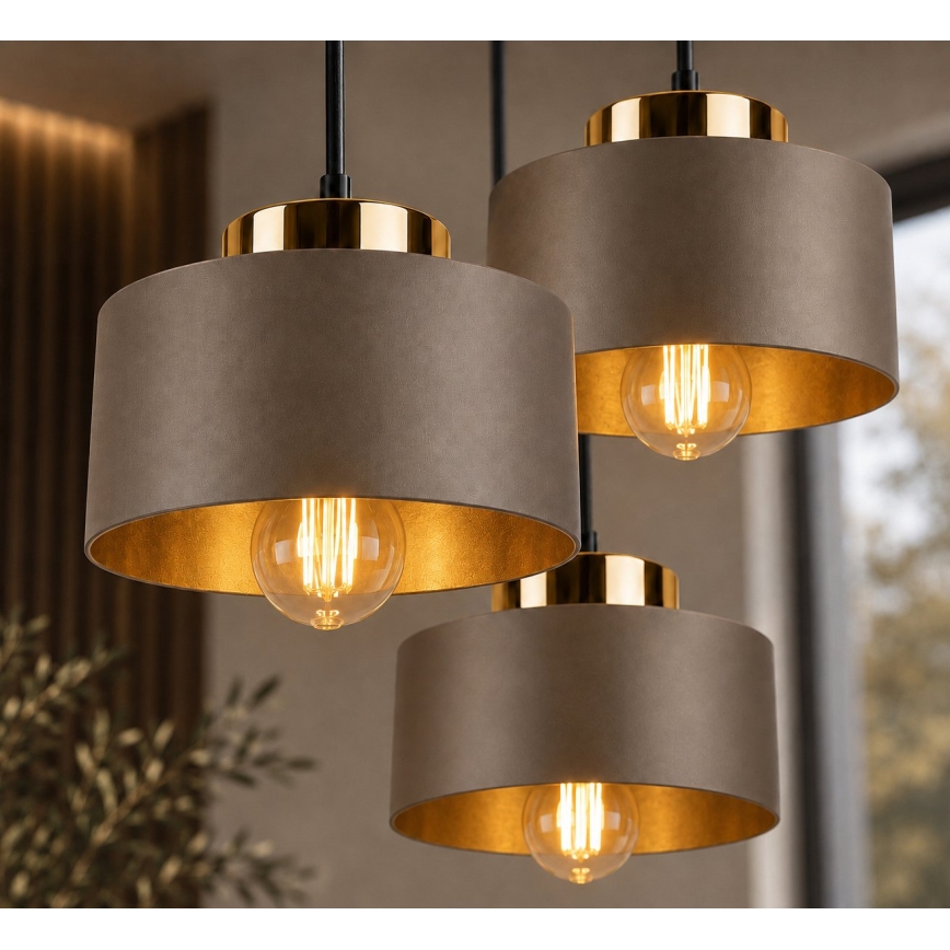 Lampadario su cavo IGNIA 3xE27/60W/230V marrone/oro