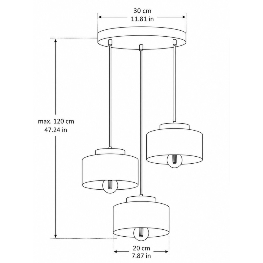 Lampadario su cavo IGNIA 3xE27/60W/230V marrone/oro