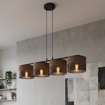 Lampadario su cavo KARBON 4xE27/15W/230V nero/marrone