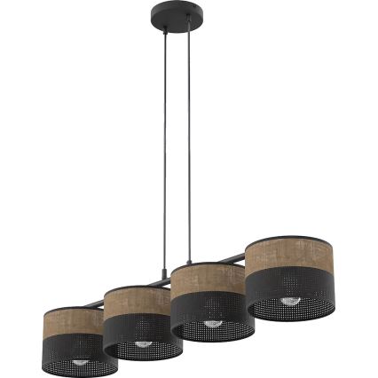 Lampadario su cavo KARBON 4xE27/15W/230V nero/marrone