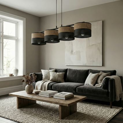 Lampadario su cavo KARBON 4xE27/15W/230V nero/marrone