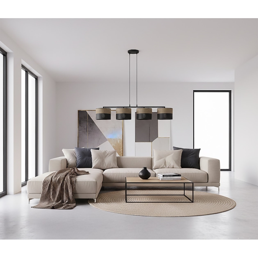 Lampadario su cavo KARBON 4xE27/15W/230V nero/marrone