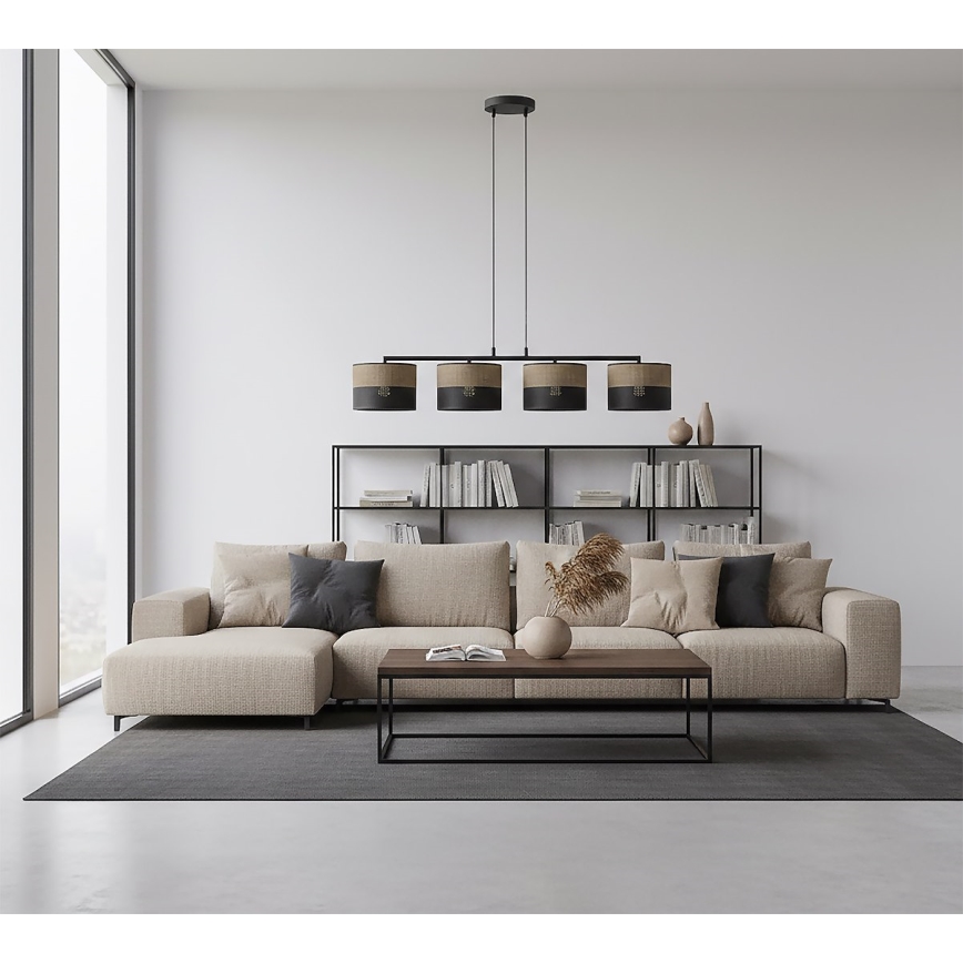 Lampadario su cavo KARBON 4xE27/15W/230V nero/marrone