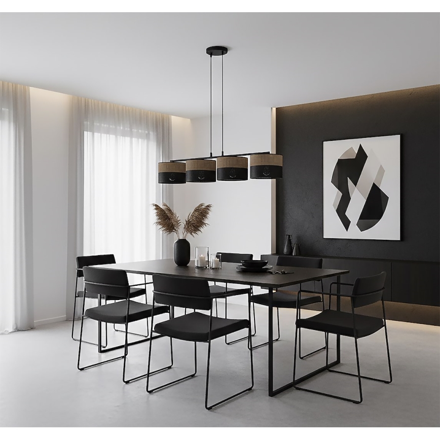 Lampadario su cavo KARBON 4xE27/15W/230V nero/marrone