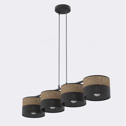 Lampadario su cavo KARBON 4xE27/15W/230V nero/marrone