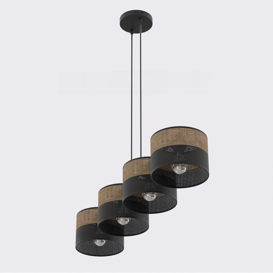 Lampadario su cavo KARBON 4xE27/15W/230V nero/marrone