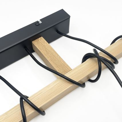 Lampadario su cavo LEANDRA 5xE27/15W/230V rovere/nero