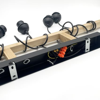 Lampadario su cavo LEANDRA 5xE27/15W/230V rovere/nero