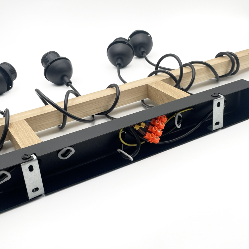 Lampadario su cavo LEANDRA 5xE27/15W/230V rovere/nero