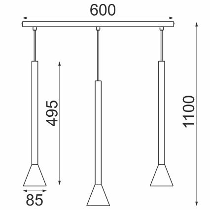 Lampadario su cavo MAZZO 3xGU10/8W/230V nero