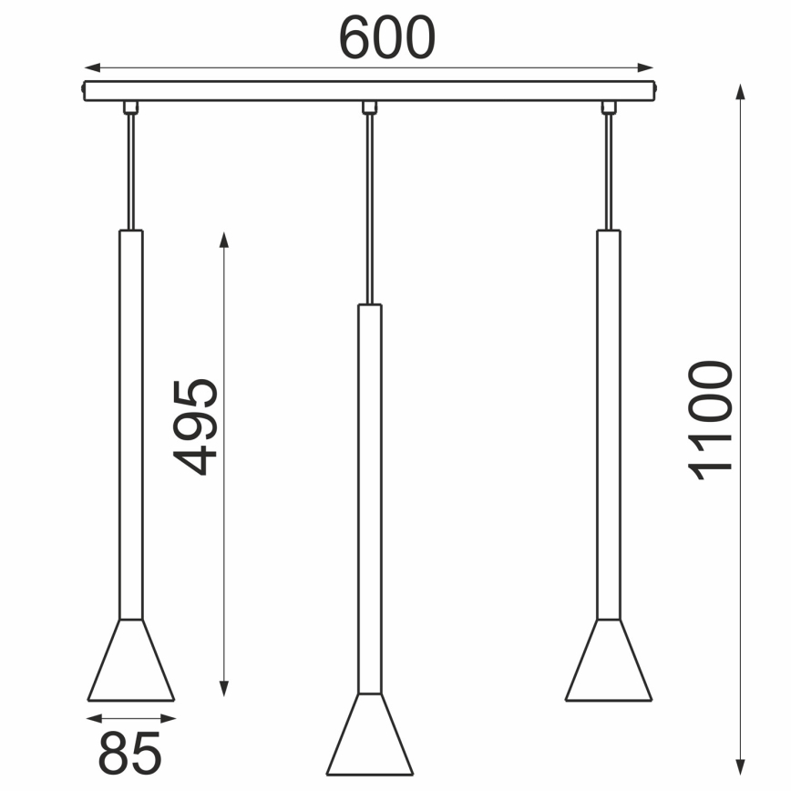 Lampadario su cavo MAZZO 3xGU10/8W/230V nero