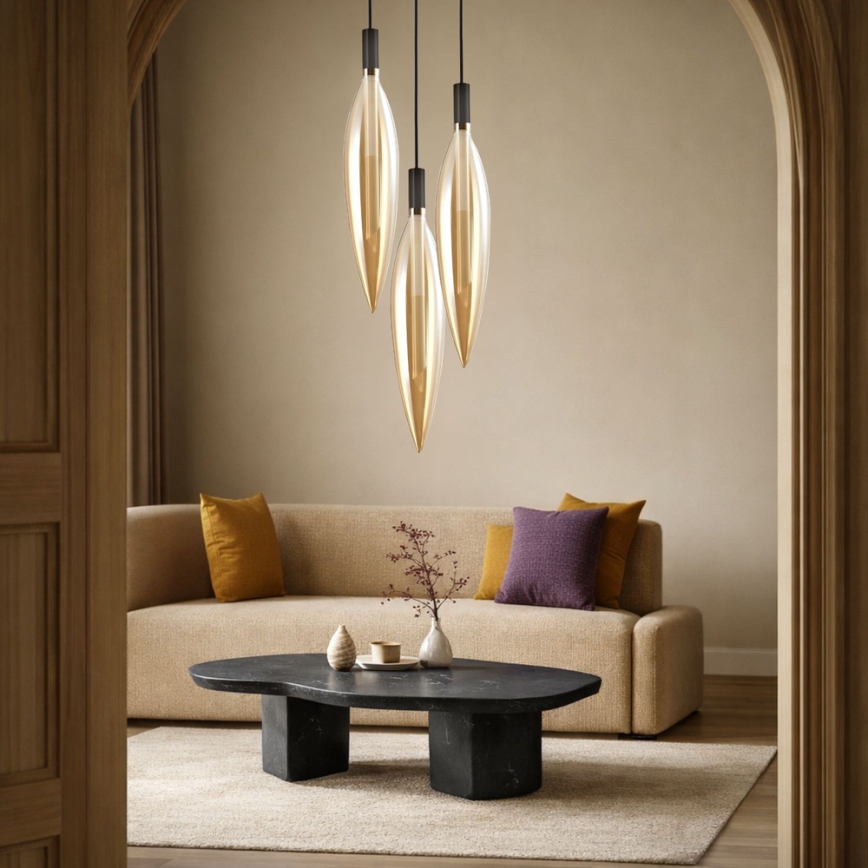 Lampadario su cavo NORDIC 1xG9/5W/230V nero/beige fumé