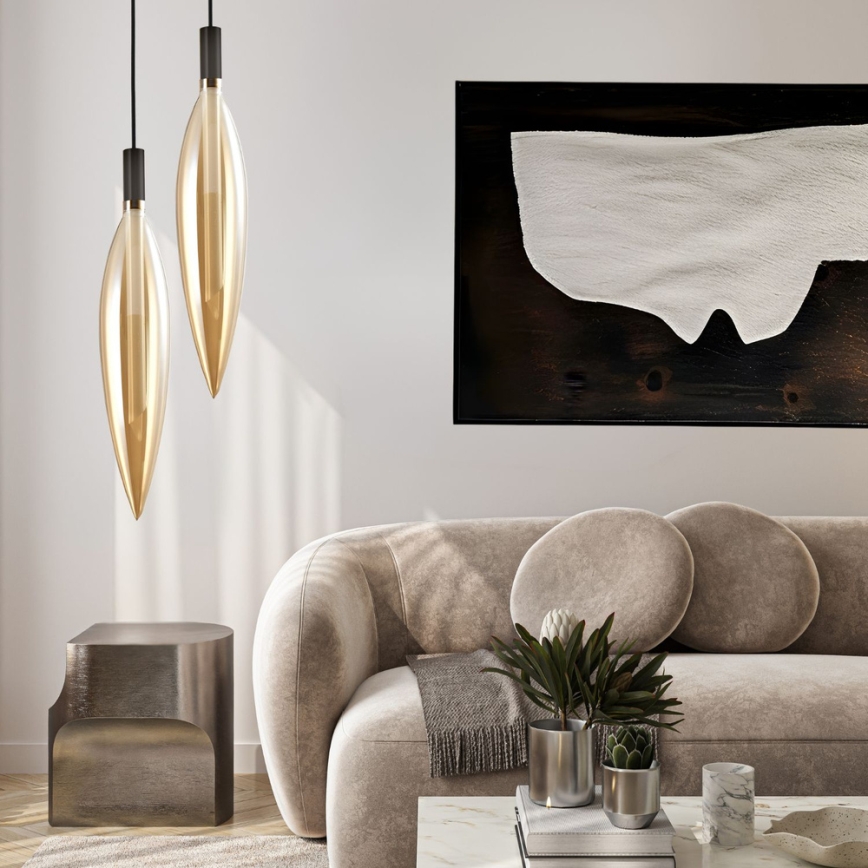 Lampadario su cavo NORDIC 1xG9/5W/230V nero/beige fumé