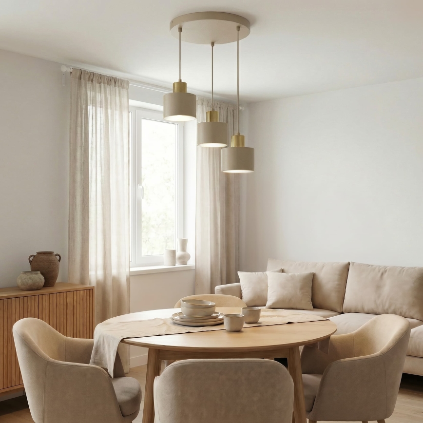 Lampadario su cavo PARKLA 3xE27/15W/230V beige/oro