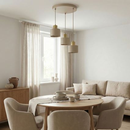 Lampadario su cavo PARKLA 3xE27/15W/230V beige/oro