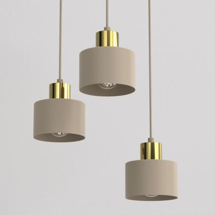 Lampadario su cavo PARKLA 3xE27/15W/230V beige/oro