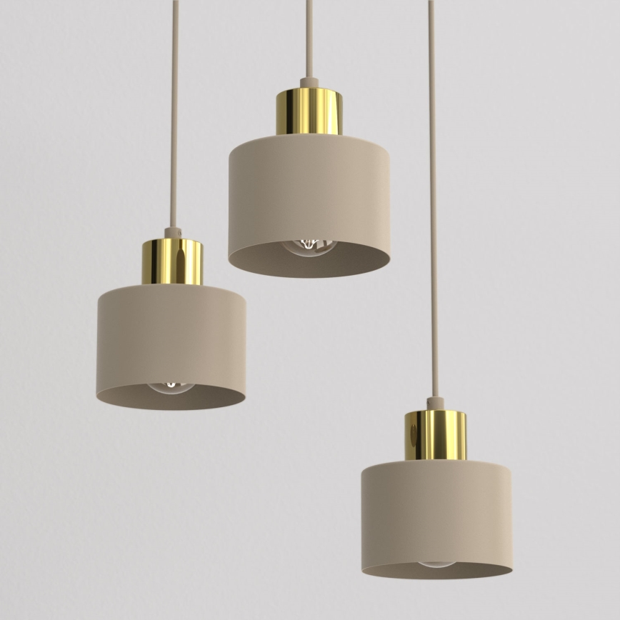 Lampadario su cavo PARKLA 3xE27/15W/230V beige/oro