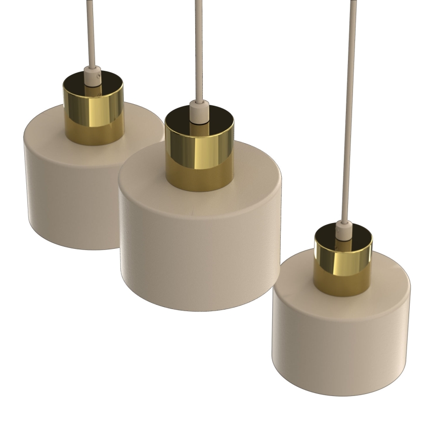 Lampadario su cavo PARKLA 3xE27/15W/230V beige/oro