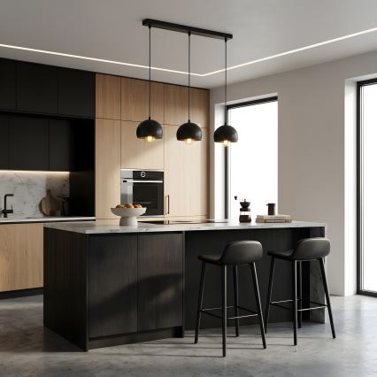Lampadario su cavo SOOL 3xE27/15W/230V nero