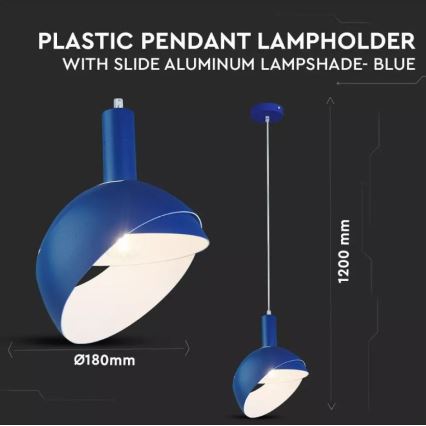 Lampadario su corda 1xE14/60W/230V blu