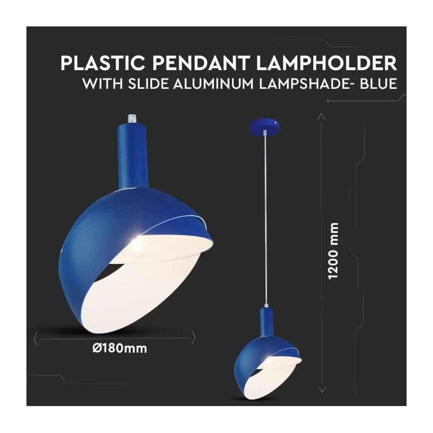Lampadario su corda 1xE14/60W/230V blu